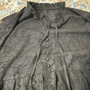 Black floral lace fabric or net fabric midi dress